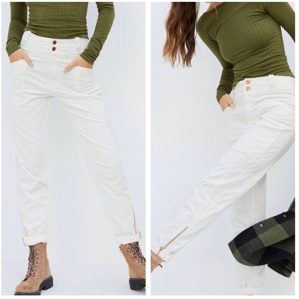 ANTHROPOLOGIE Pilcro White Slim Corduroy Cargo Pants